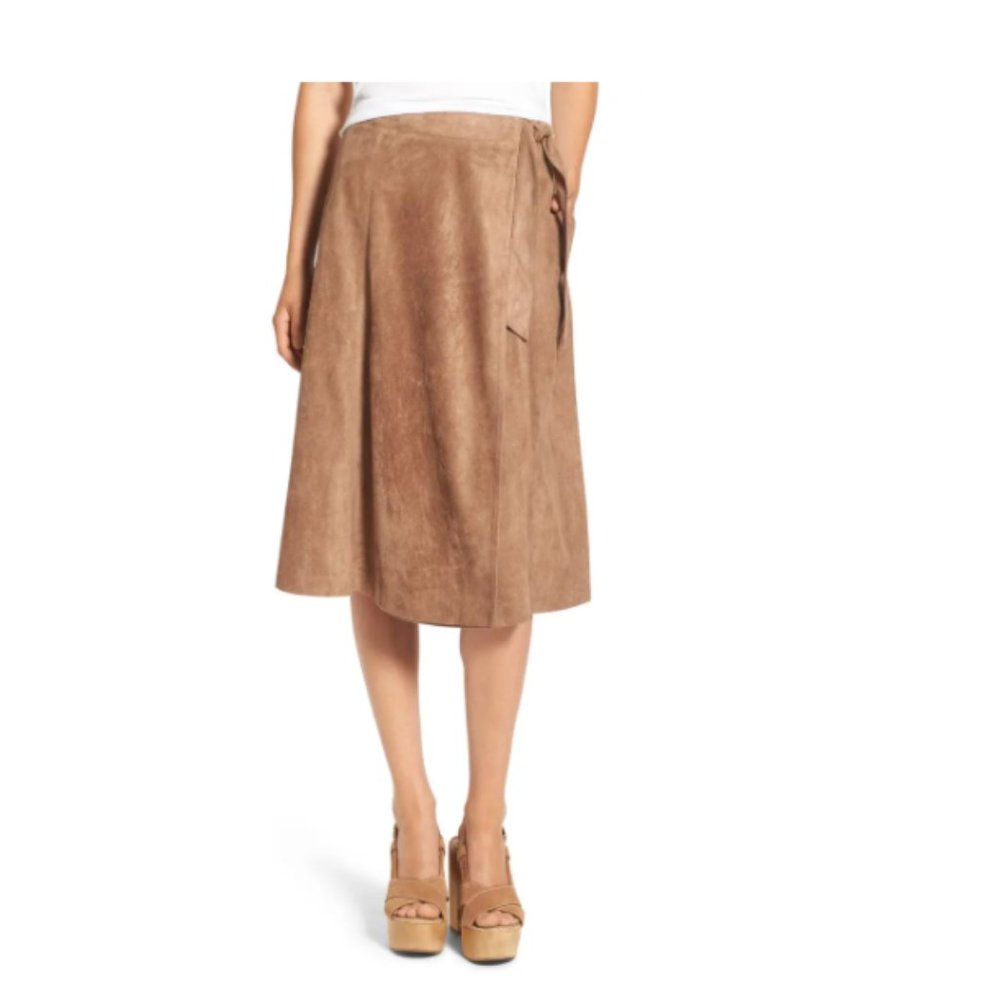 Faux Suede Wrap Skirt